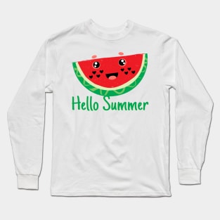 Hello Summer Cute Colorful Watermelon Long Sleeve T-Shirt